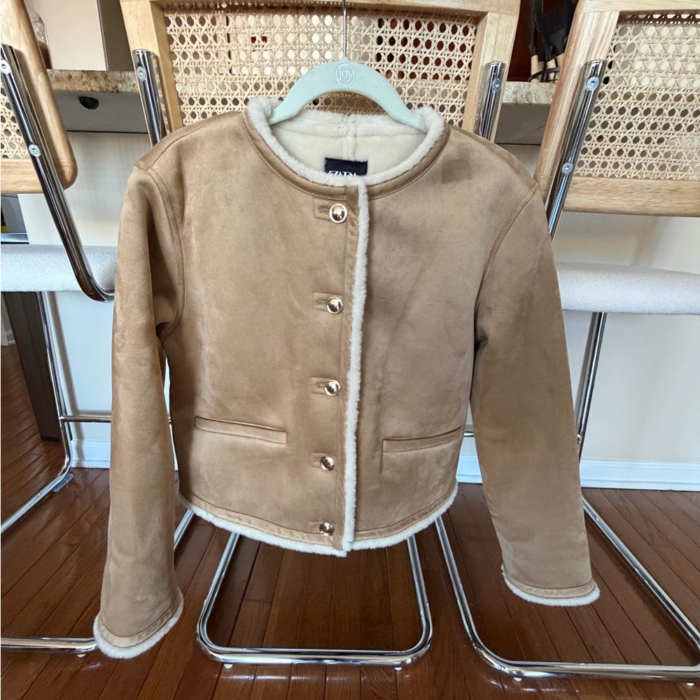 Zara Cream Faux Suede Jacket